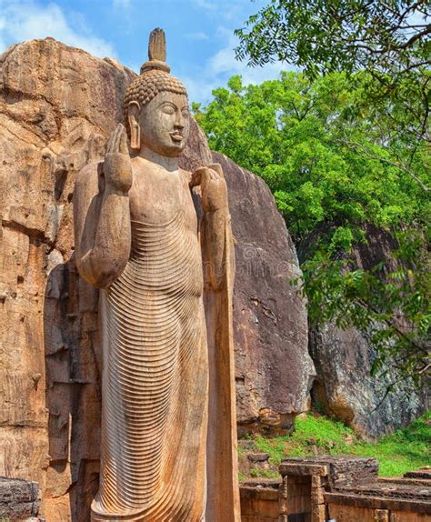 Avukana Statue Is A Standing Statue Of The Buddha Sri Lanka Stock