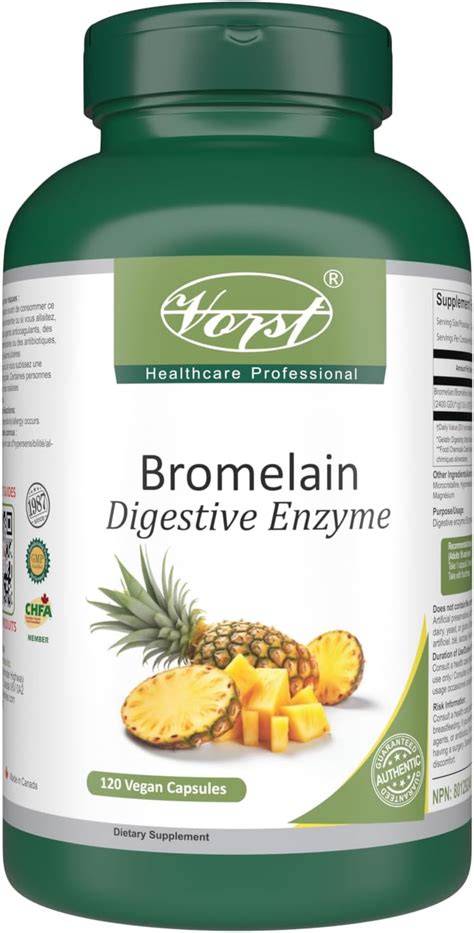 VORST Bromelain 500mg 2400 GDU G 120 Vegan Capsules Digestive Enzyme