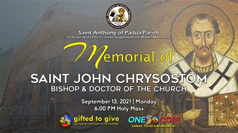 Memorial Of St John Chrysostom Bishop September 13 2021 6 00 PM