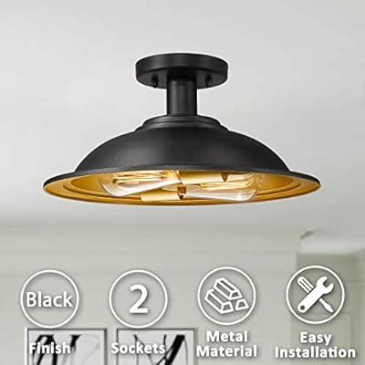 Buy Emliviar Industrial Ceiling Light Fixture 2 Light Farmhouse Semi