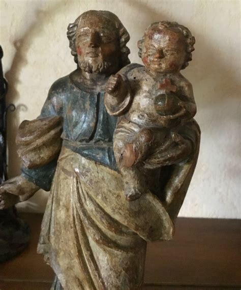 Proantic Sculpture Saint Joseph Et L Enfant J Sus Du Xvii Me