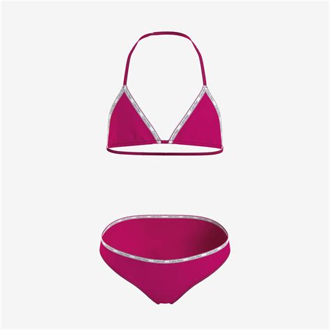 Calvin Klein Triangle Çocuk Pembe Bikini Takımı Çocuk Mayo Mayoşort