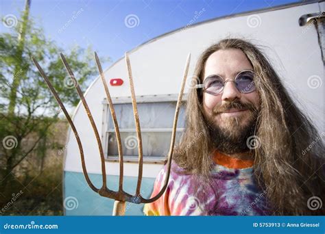 Man With A Pitchfork Stock Image Image Of Gardening Psychadelic 5753913