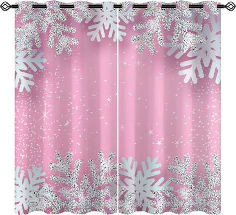 Cortinas opacas rosas de Navidad para niñas y niños decoración del