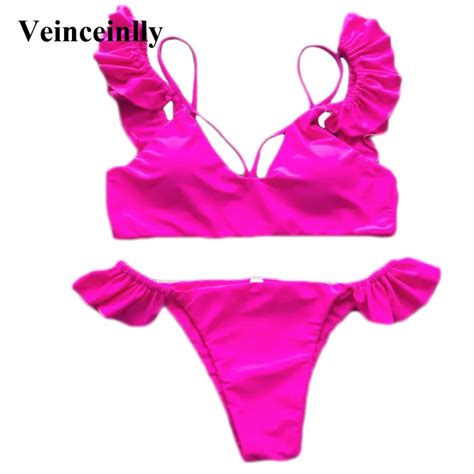 Yelllow Bather 2018 Brazilian Bikini Swimsuit Ruffled Swimwear Women