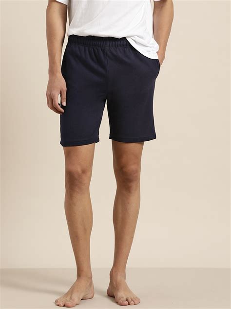 Buy Ether Men Navy Blue Pure Cotton Slim Fit Lounge Shorts Lounge Shorts For Men 15358068 Myntra