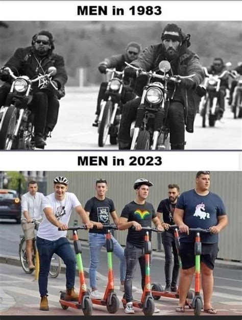 I just see men on motorbikes and men on scooters : r/okboomer