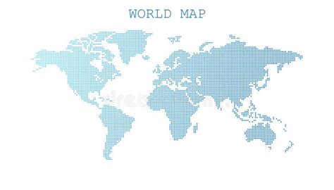 Mapa Del Mundo Azul En Blanco Punteado Aislado En El Fondo Blanco