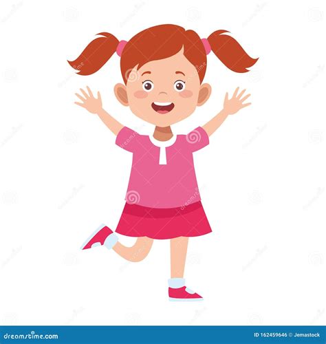 Cartoon Cute Girl Excited Icon Stock Vector Illustration Of Beauty