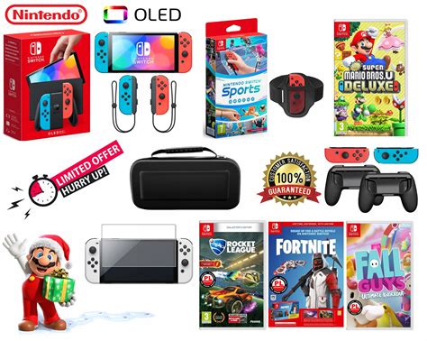 Nintendo Switch Oled Gb Neon Zestaw Gier Szk O Etui Grip