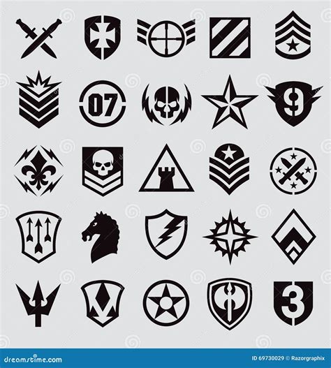 Military Symbols Icon Set On Gray Stock Illustration - Image: 69730029