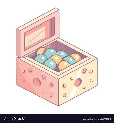 Wooden box with balls Royalty Free Vector Image