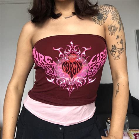 Morgan De Toi Women S Burgundy And Pink Vest Depop