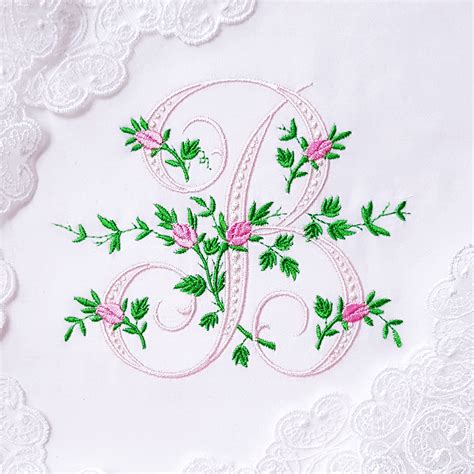 Vintage Floral Monograms With Roses Royal Present Embroidery