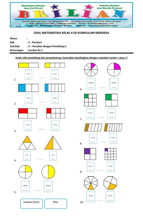 Kumpulan Soal Matematika Kelas 4 Sd Bab Pecahan Kurikulum Merdeka