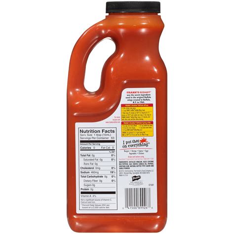 Buffalo Sauce Frank S Red Hot Nutrition Information Besto Blog