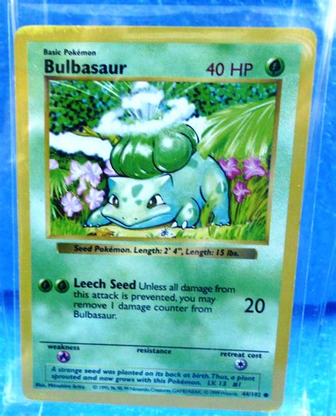 Bulbasaur Card 44 102 Shadowless Borders Pokemon Unlimited Base