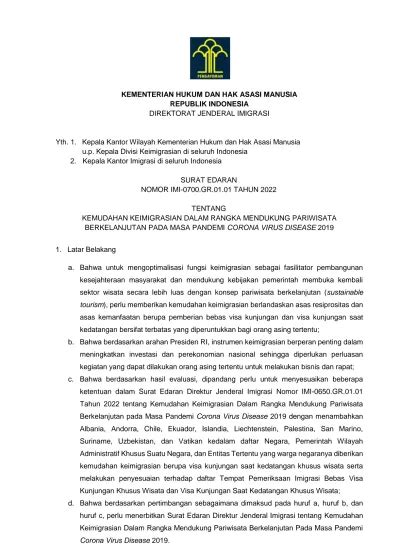 Kementerian Hukum Dan Hak Asasi Manusia Republik Indonesia Direktorat Jenderal Imigrasi