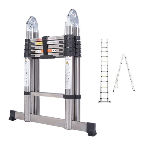 Ft A Frame Extension Telescoping Ladder Stainless Steel Folding