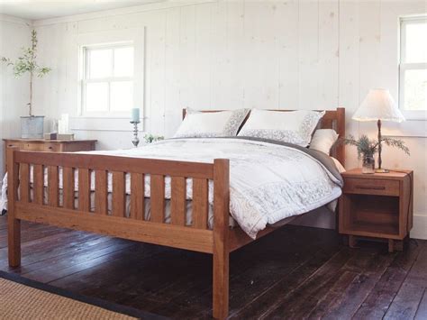 Crown Mission Natural Cherry Wood Platform Bed Frame | Bed frame design ...