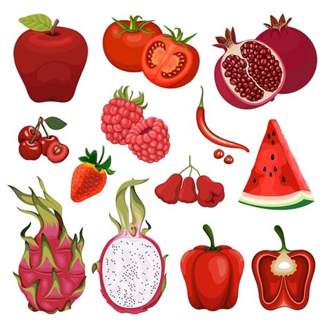 Rote Früchte Clipart Frisches Obst Set Sammlung Vektor Illustration