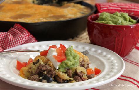 Beef Green Chile Cornbread Skillet Cheery Kitchen