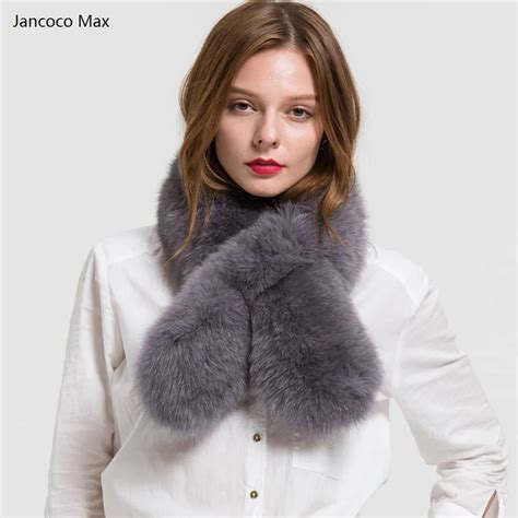 Jancoco Max 2016 Real Fur Scarves Genuine Fox Fur Scarf Women Winter Fashion Neck Warmer Hight