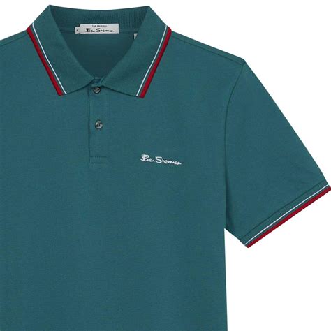 Ben Sherman Mod Tipped Signature Pique Polo Shirt In Teal