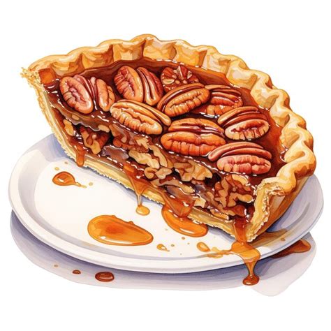 Premium Psd Pecan Pie Foods Illustration Watercolor Style Ai Generated