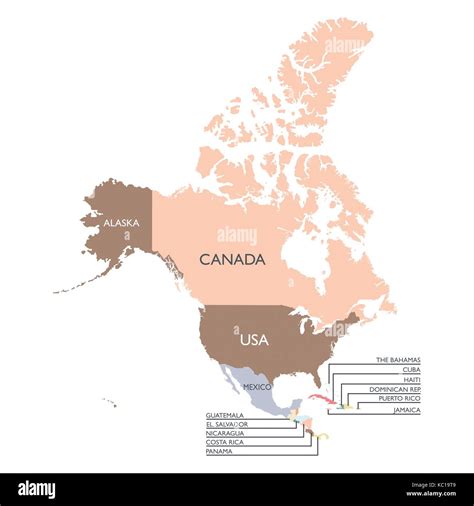 Map of North America continent. Vector illustration Stock Vector Image ...