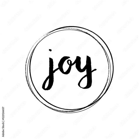 Joy Handwritten Text Modern Hand Drawing Word Illustration Black Stock