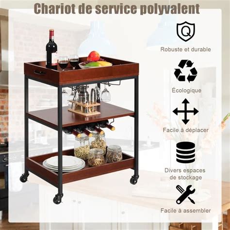 Costway Desserte De Cuisine Style Industriel Chariot De Rangement