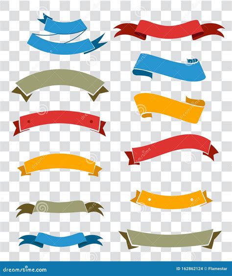 Ribbon Elements Set Isolated On Transparent Background Starburst Label