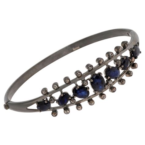 Bavna Sterling Silver Rainbow Moonstone And Diamonds Bangle Bracelet