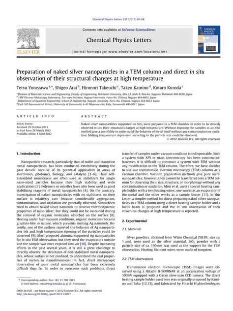 Pdf Preparation Of Naked Silver Nanoparticles In A Tem Column And