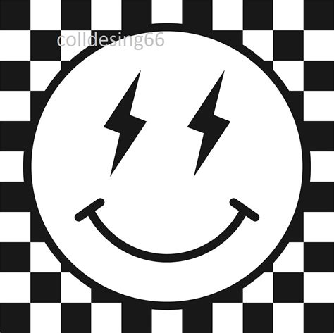 Smileysmiley a cuadros svg png Lightning Bolt smiley Etsy México