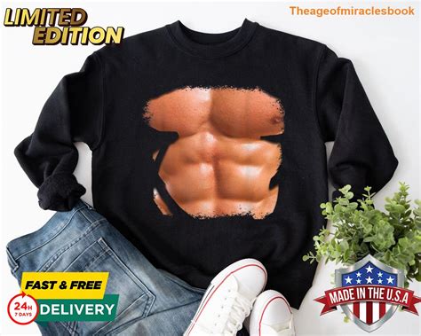 Fake Muscle Under Clothes Chest Six Pack Abs Funny Muscles T Shirt