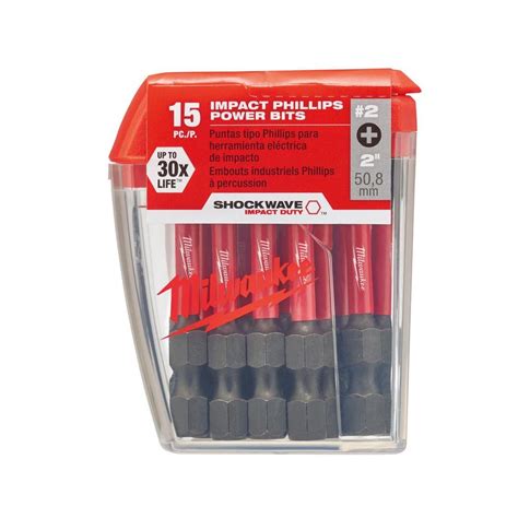 Milwaukee 2 Philips Shockwave 2 In Impact Duty Steel Driver Bits 15