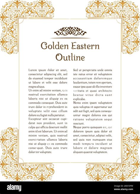 Eastern Gold Vintage Vertical Frame Vector Islamic Golden Elements For