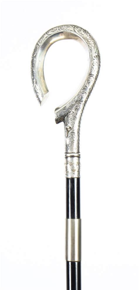 Antique English Silver And Ebonised Sword Walking Stick Cane 19th