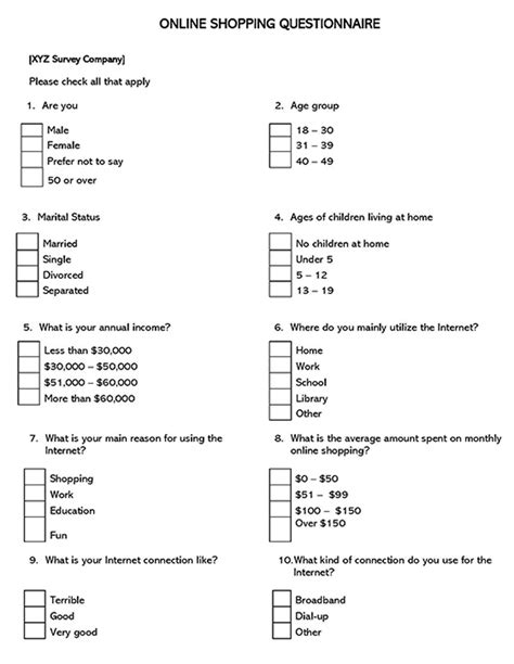 30 Questionnaire Examples With Questions, Ideas & Templates