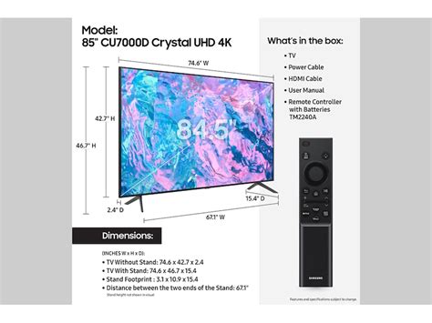 85" Class CU7000D Crystal UHD 4K Smart TV (2023) TVs - UN85CU7000DXZA ...