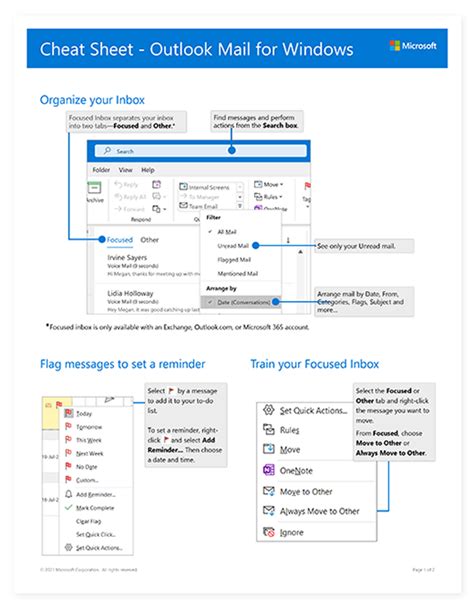 Cheat Sheet Outlook Mail For Windows 4 Sight Holdings