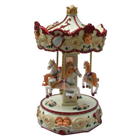 Christmas Music Carousel Cherub And Horses