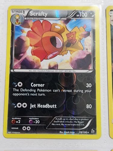 Pok Mon Tcg Scrafty Rare Reverse Holo Xy Flashfire Nm Ebay