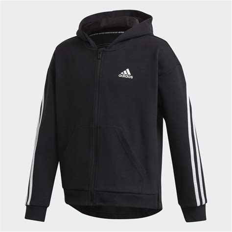 Adidas 3 Stripes Full Zip Hoodie Black Adidas Uae