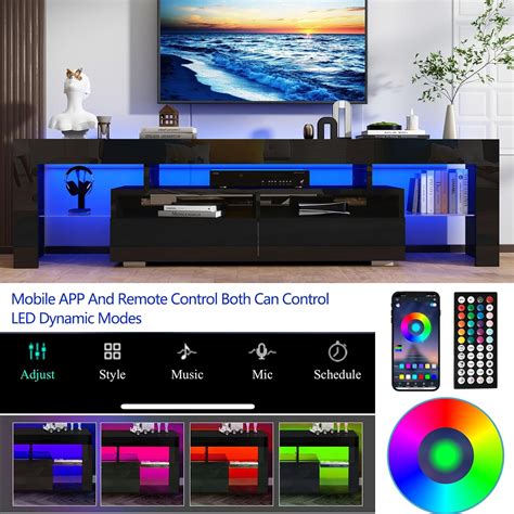 Vans Modern High Gloss LED TV Stand, Entertainment Center with Drawer ...