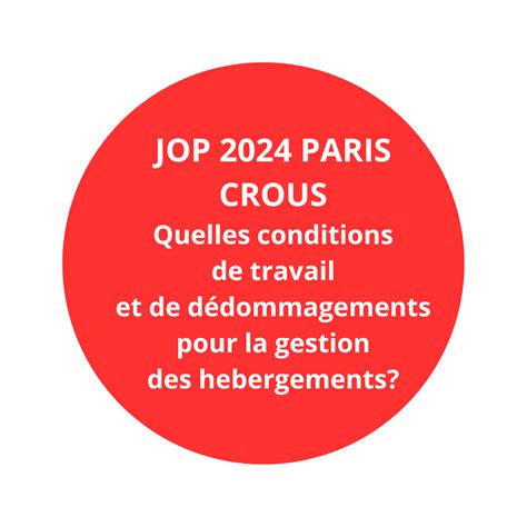 Jo Paris Crous Quelles Conditions De Travail Et De D Domagements