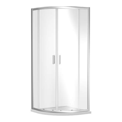 Nuie Rene Quadrant Shower Enclosure With Satin Chrome Profile 900mm W X 1850mm H X 6mm Glass