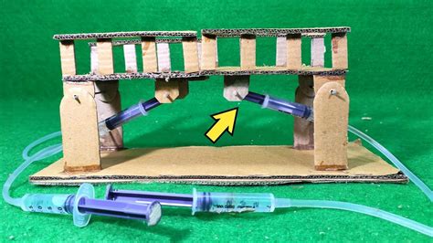 How To Make Hydraulic Bridge From Cardboard Science Project Hydraulic